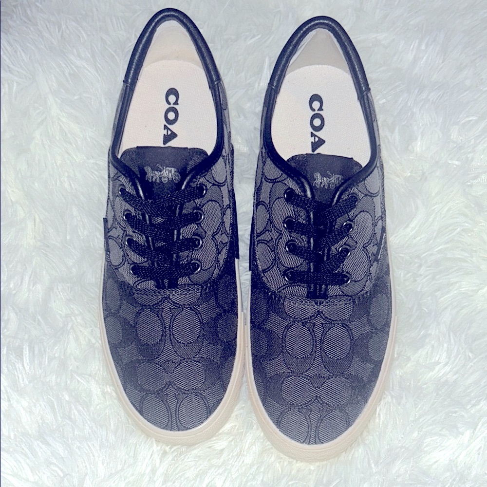Coach Black and Tan Monogram Sneakers - Picture 2 of 13